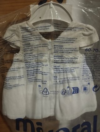 Vestido Mayoral 2-4 meses Lino Blanco