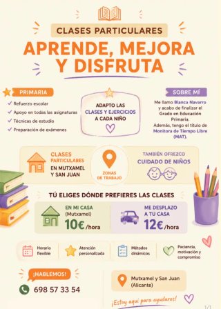 Clases particulares de primaria/ cuidado de niños