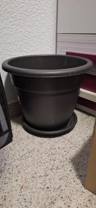 Maceta negra de plástico