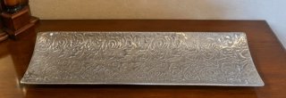 Bandeja rectangular decorativa plateada