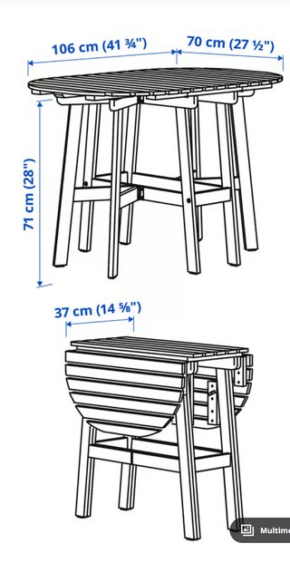 Mesa plegable madera exterior + 2 sillas