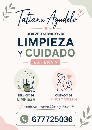Servicio limpieza y cuidadora de adultos y niños
