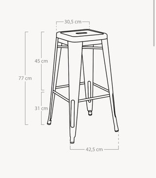 Taburete alto metal rojo