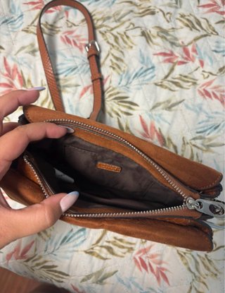 Bolso Parfois marrón piel serpiente y ante