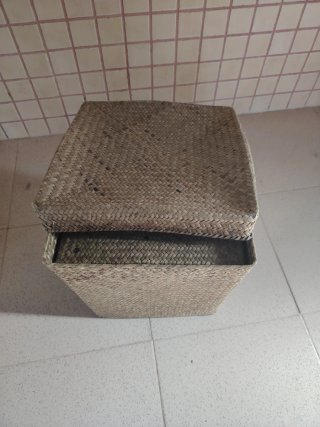 2 Cajas Organizadoras Mimbre Beige/Marrón