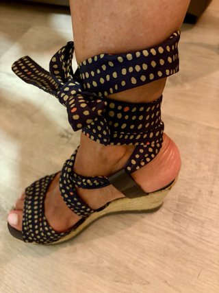 Sandalias cuña esparto estampadas T38