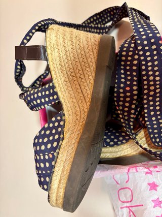 Sandalias cuña esparto estampadas T38
