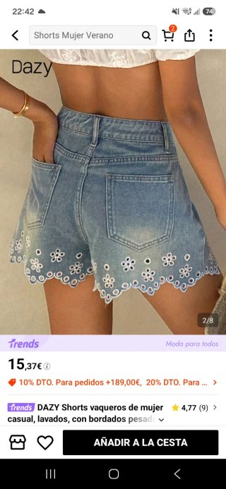Shorts vaqueros mujer bordados