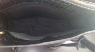 Bolso Mango Efecto Piel Cocodrilo Negro