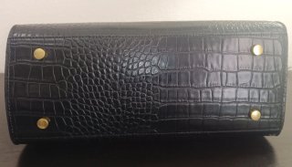 Bolso Mango Efecto Piel Cocodrilo Negro