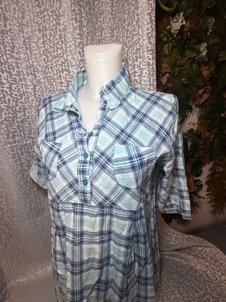 Blusa Manga Larga Cuadros Azul y Verde