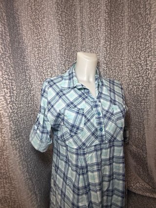 Blusa Manga Larga Cuadros Azul y Verde