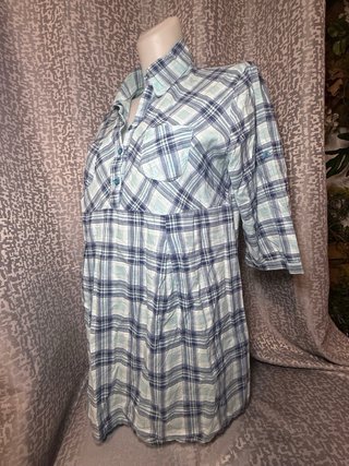 Blusa Manga Larga Cuadros Azul y Verde