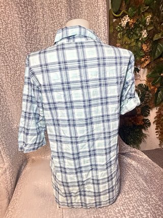 Blusa Manga Larga Cuadros Azul y Verde