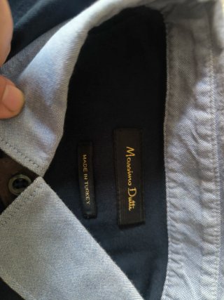 Polo Massimo Dutti manga larga azul
