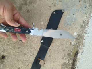 Cuchillo Albacete de cuero y madera