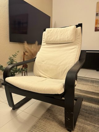 Sillón madera y tela beige