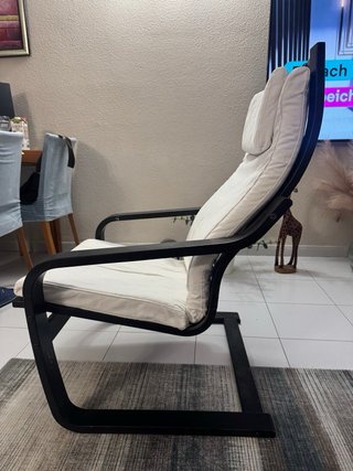 Sillón madera y tela beige
