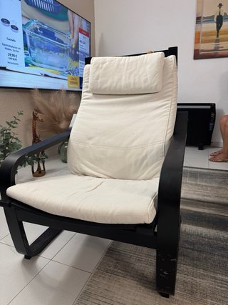 Sillón madera y tela beige