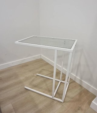 Mesa auxiliar cristal y metal Ikea
