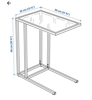 Mesa auxiliar cristal y metal Ikea