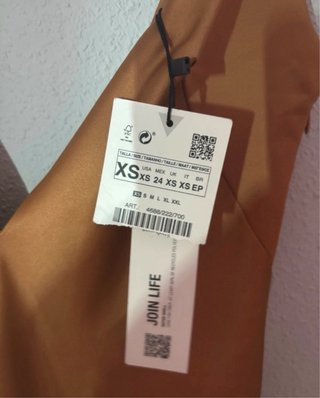 Vestido Zara Seda Tirantes Ocre talla xs NUEVO