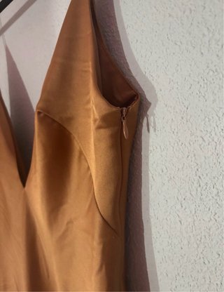 Vestido Zara Seda Tirantes Ocre talla xs NUEVO