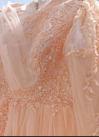 Vestido de fiesta largo rosa empolvado