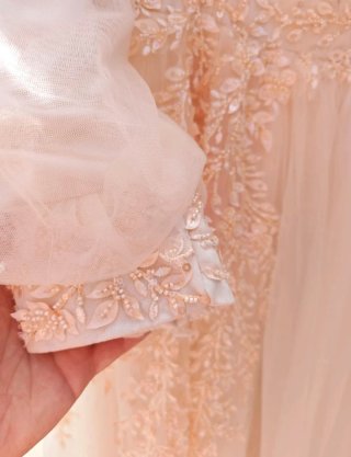 Vestido de fiesta largo rosa empolvado