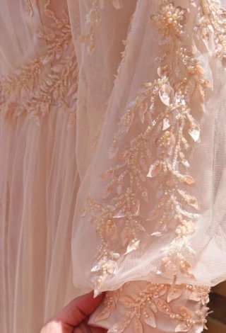 Vestido de fiesta largo rosa empolvado