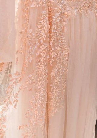 Vestido de fiesta largo rosa empolvado