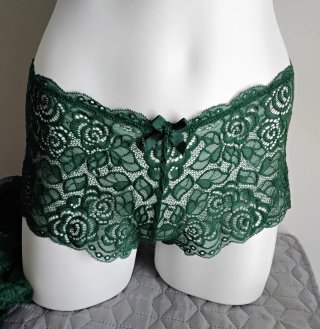 Conjunto Lenceria Encaje Verde Talla XL
