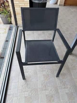 Mesa y 6 Sillas Jardín Cristal y Metal