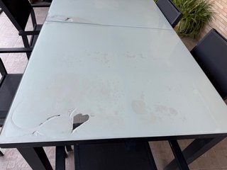 Mesa y 6 Sillas Jardín Cristal y Metal