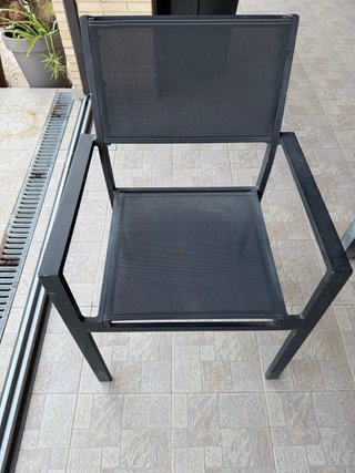 Mesa y 6 Sillas Jardín Cristal y Metal