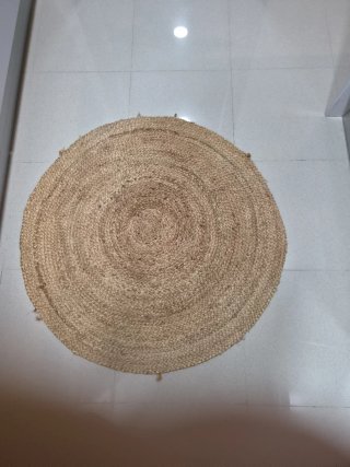 Alfombra Redonda Yute Beige y Marrón90x90