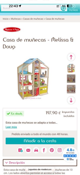 Casita de muñecas de madera maciza Melissa & Doug