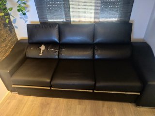 Sofá modular negro 3 plazas + chaiselongue