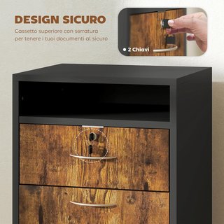 Archivador De Oficina Con Cajón, Ruedas Con Freno Y Estante Abierto, Cajonera De Oficina Con Cerradura Y 2 Llaves Para Carta/Legal/Formato A4, Armario Para Estudio, 40X35X60Cm, Marrón