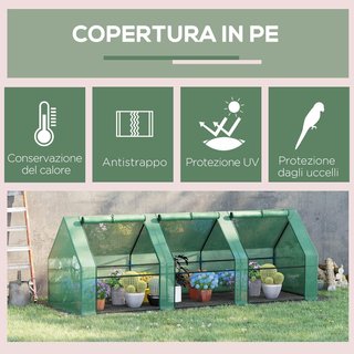 Invernadero de Jardín en PE para Plantas y Flores con Bordes Extendidos y Puertas con Cremallera, 270X90X90 Cm, Verde Oscuro