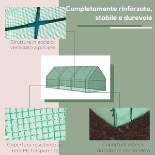 Invernadero de Jardín en PE para Plantas y Flores con Bordes Extendidos y Puertas con Cremallera, 270X90X90 Cm, Verde Oscuro