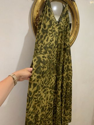 Vestido Zara Estampado Animal Verde