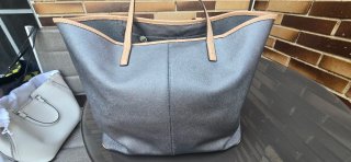 Bolso Tote Coach Plata y Beige