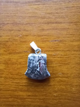 Colgante Hacha Jaspe/Fósil Zakso/Plata