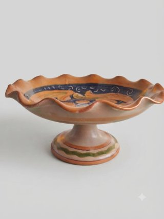 Alzata centrotavola in ceramica decorata