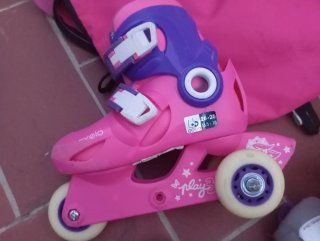 Patines niña Oxelo 3 ruedas, protecciones y bolsa
