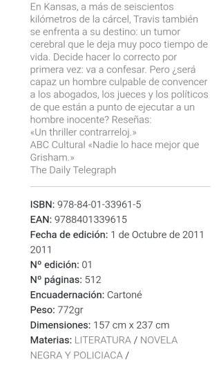 Libro La Confesión tapa dura, 2011