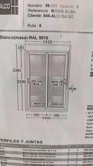 Puerta corredera PVC Kömmerling