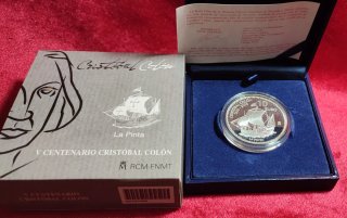 10€ Plata V Centenario Cristóbal Colón la Pinta