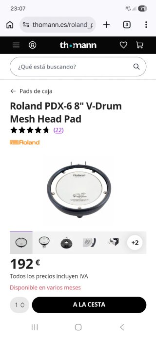 Pad Roland PDX-6 8 V-Drum Mesh